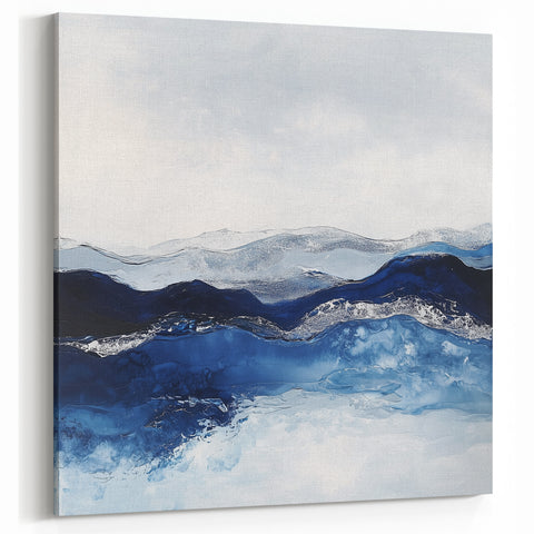 Modern Abstract Wall Art – Navy and Gray Geometric Canvas