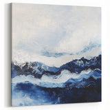 Stormy Modern Abstract Wall Art – Navy and White Canvas Print