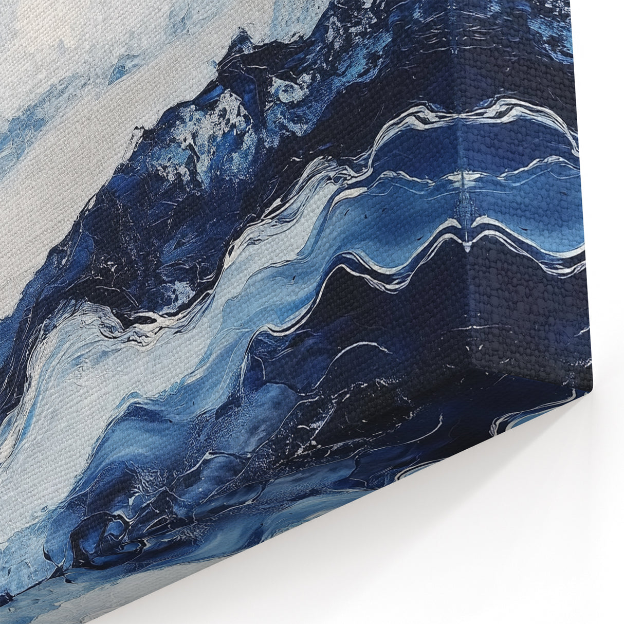 Stormy Modern Abstract Wall Art – Navy and White Canvas Print