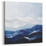Contemporary Abstract Canvas – Blue and Silver Mountain Art
