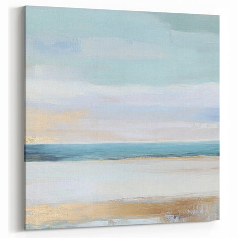 Large Abstract Wall Art – Soft Coastal Horizon Canvas Print