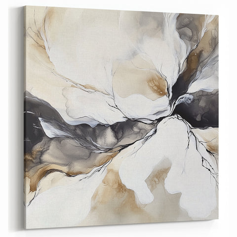 Geometric Abstract Wall Decor – Black, White & Beige Canvas Art