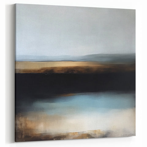 Large Abstract Wall Art – Earthy Horizon in Brown and Blue Tones