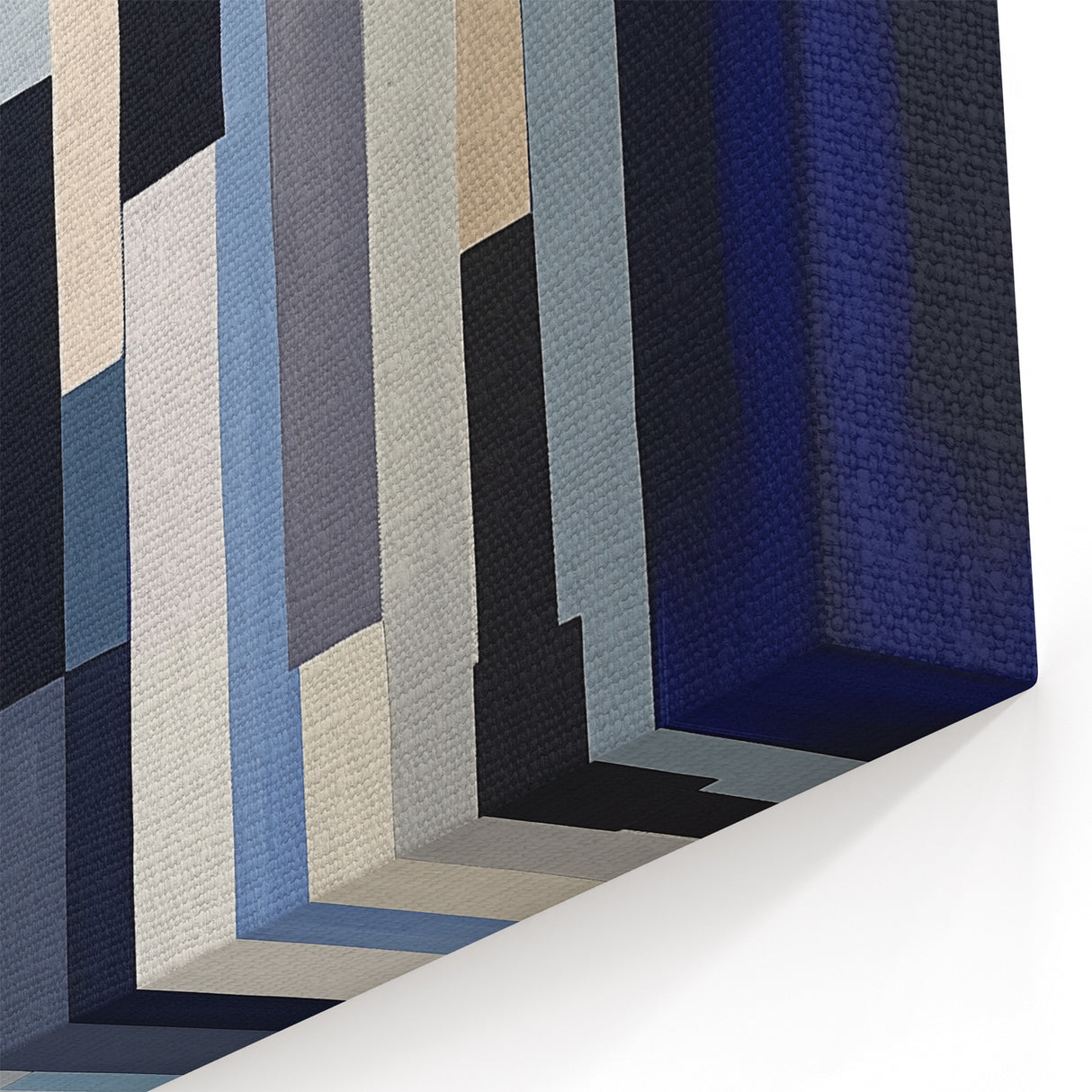 Geometric Abstract Wall Decor – Modern Navy, Gray & Beige Canvas