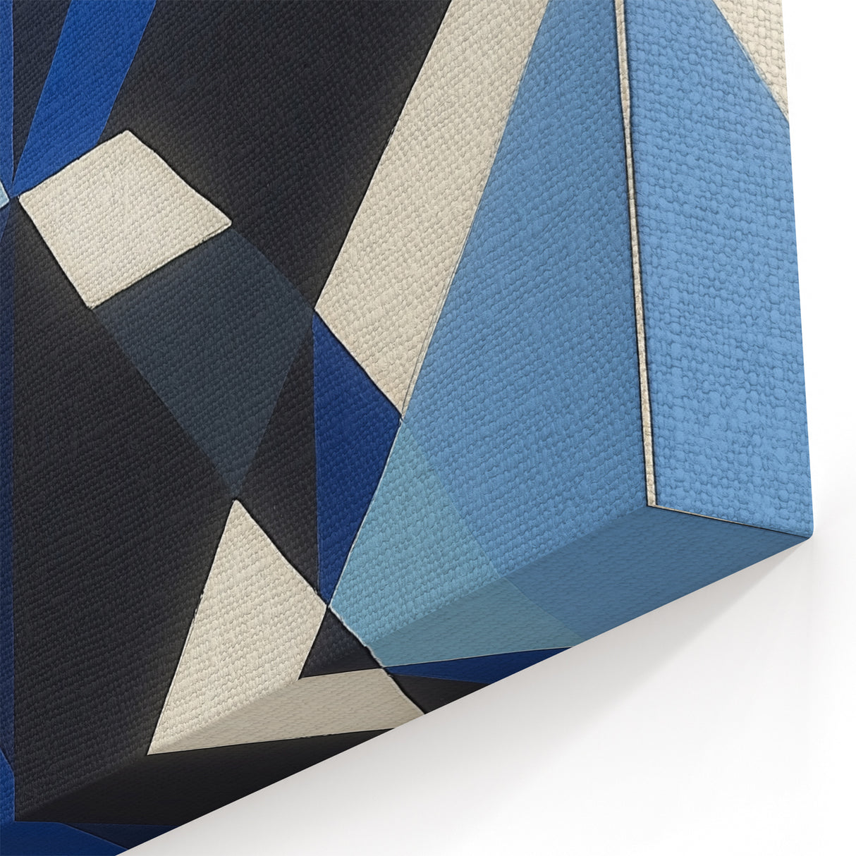 Geometric Abstract Wall Decor – Blue, White & Black Modern Art