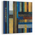 Modern Abstract Wall Art – Royal Blue, Gold & Patterned Canvas