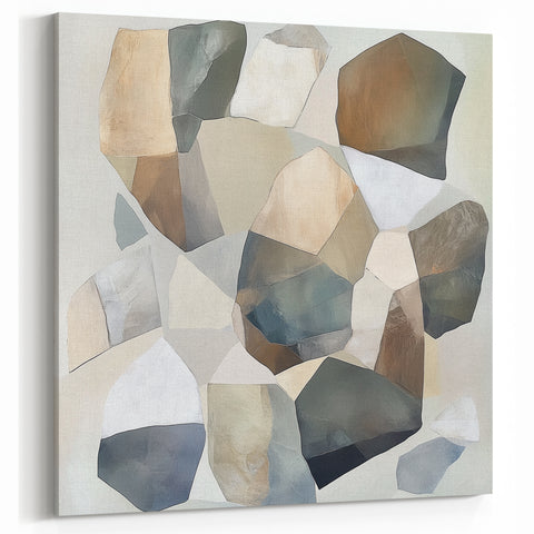 Minimalist Abstract Wall Art – Stone-Inspired Brown & Gray Canvas