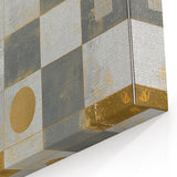 Geometric Abstract Wall Art – Gold, White & Gray Modern Canvas