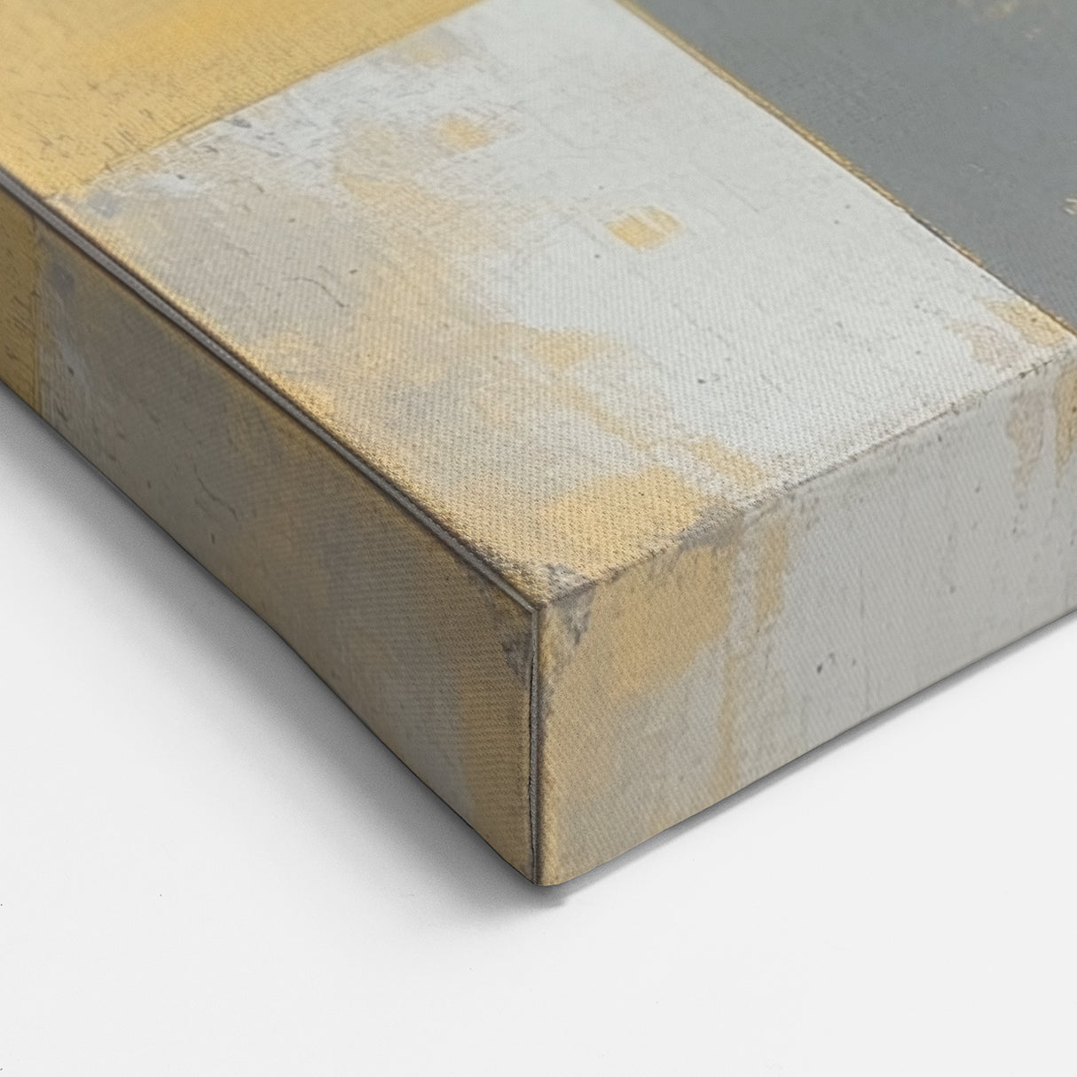 Geometric Abstract Wall Art – Gold, White & Gray Modern Canvas