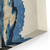 Modern Abstract Wall Art – Navy Blue & Beige Symmetrical Canvas