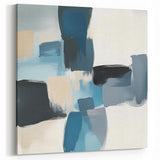 Colorful Abstract Wall Art – Teal, Gray & Beige Modern Brush Strokes