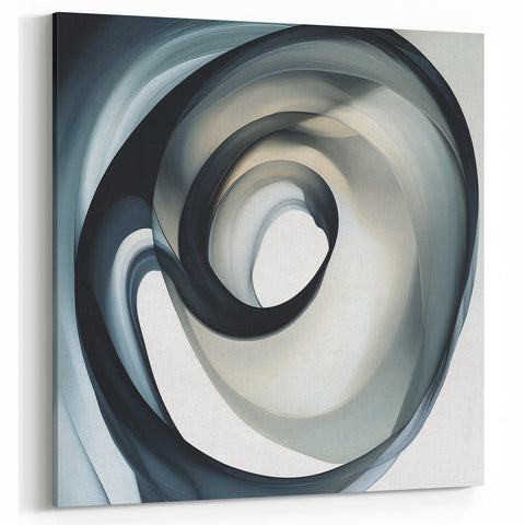Minimalist Abstract Wall Art – Swirling Black, Beige & Gray Canvas