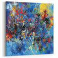 Colorful Abstract Wall Art – Bold Royal Blue, Red & Yellow Canvas