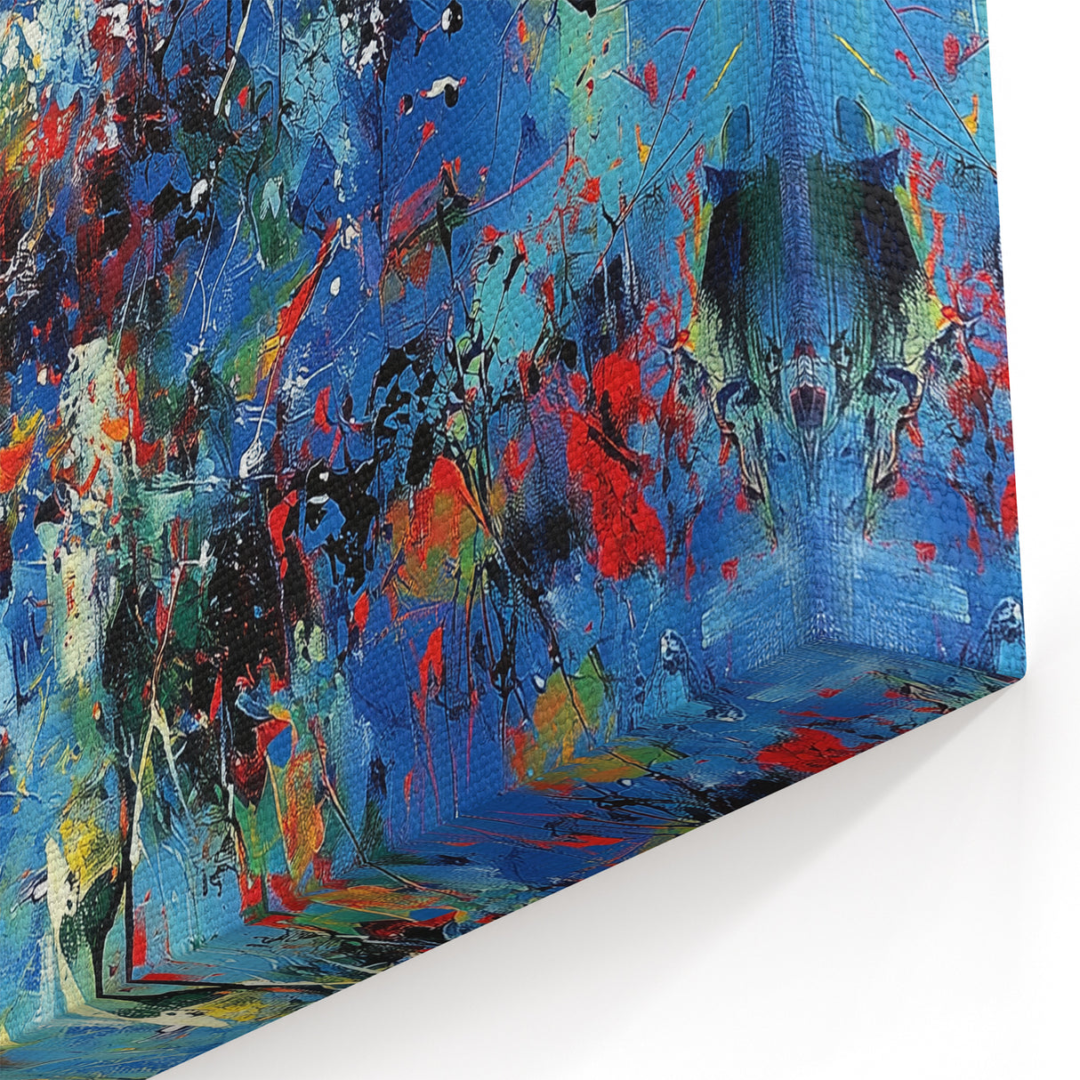 Colorful Abstract Wall Art – Bold Royal Blue, Red & Yellow Canvas