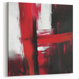 Modern Abstract Wall Art – Bold Red & Black Minimalist Canvas Print