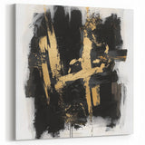 Urban Chic Modern Abstract Wall Art – Black & Gold Canvas Print