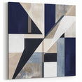 Geometric Abstract Wall Decor – Navy & Beige Modern Canvas Art