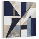 Geometric Abstract Wall Decor – Navy & Beige Modern Canvas Art