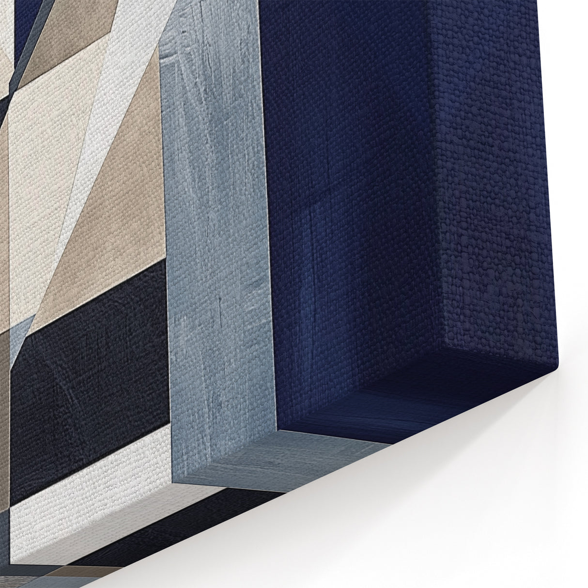 Geometric Abstract Wall Decor – Navy & Beige Modern Canvas Art