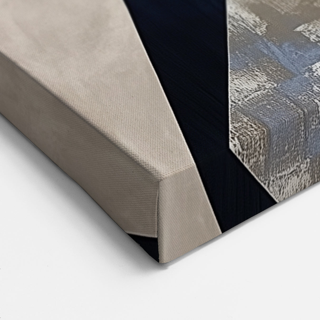 Geometric Abstract Wall Decor – Navy & Beige Modern Canvas Art