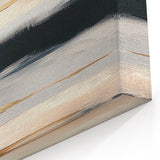 Modern Abstract Wall Art – Black, Gold & Gray Horizontal Canvas