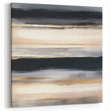 Minimalist Abstract Wall Art – Black, Beige & Gold Canvas Print