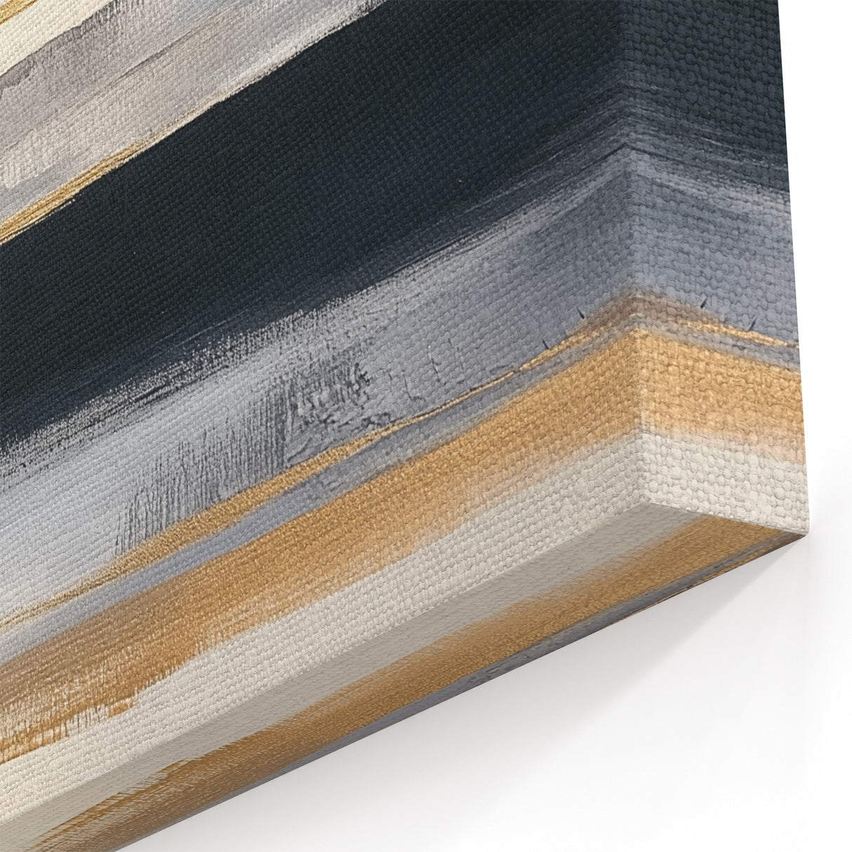 Minimalist Abstract Wall Art – Black, Beige & Gold Canvas Print