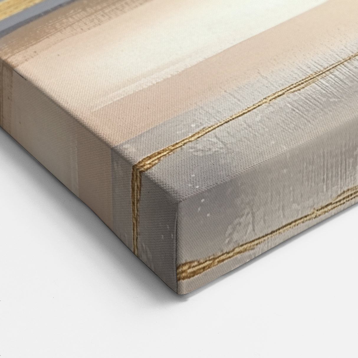 Minimalist Abstract Wall Art – Black, Beige & Gold Canvas Print