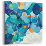 Playful Abstract Wall Art – Aqua, Navy & Orange Modern Canvas