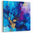 Luxury Abstract Wall Art – Royal Blue, Violet & Gold Canvas Print
