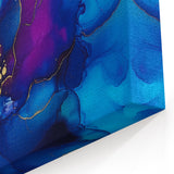 Luxury Abstract Wall Art – Royal Blue, Violet & Gold Canvas Print