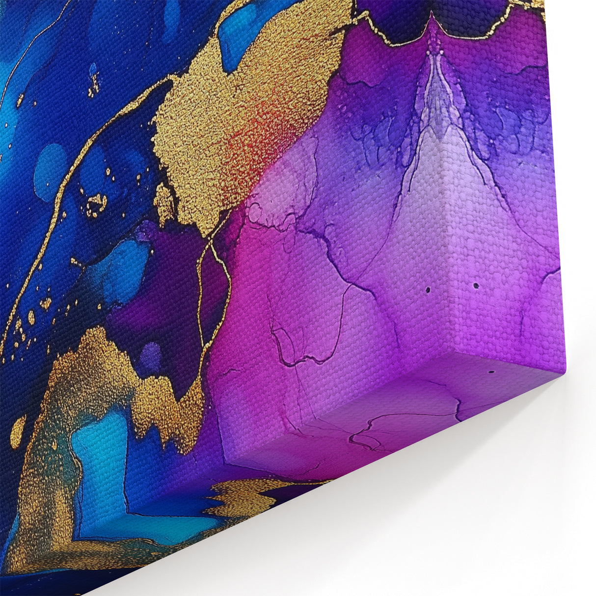Vibrant Abstract Wall Art – Blue, Violet & Gold Fluid Canvas Print