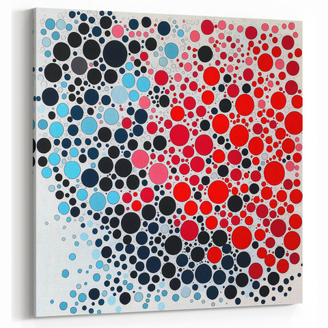 Geometric Abstract Wall Art – Red, Pink & Blue Circle Canvas
