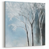 Winter Trees Abstract Wall Art – Light Blue & Gray Canvas Print