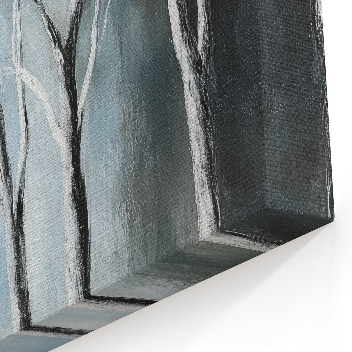 Winter Trees Abstract Wall Art – Light Blue & Gray Canvas Print
