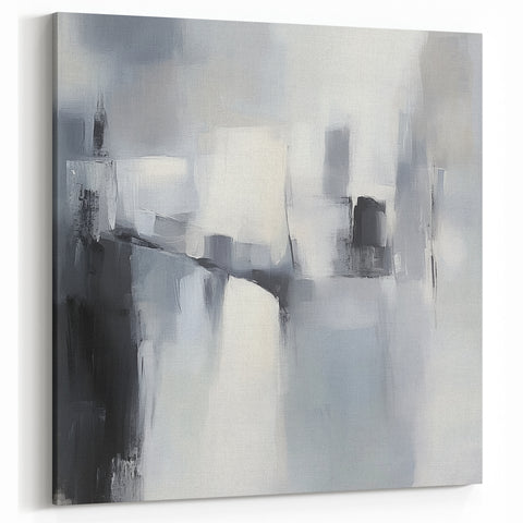 Minimalist Abstract Wall Art – Black, White & Gray Canvas Print