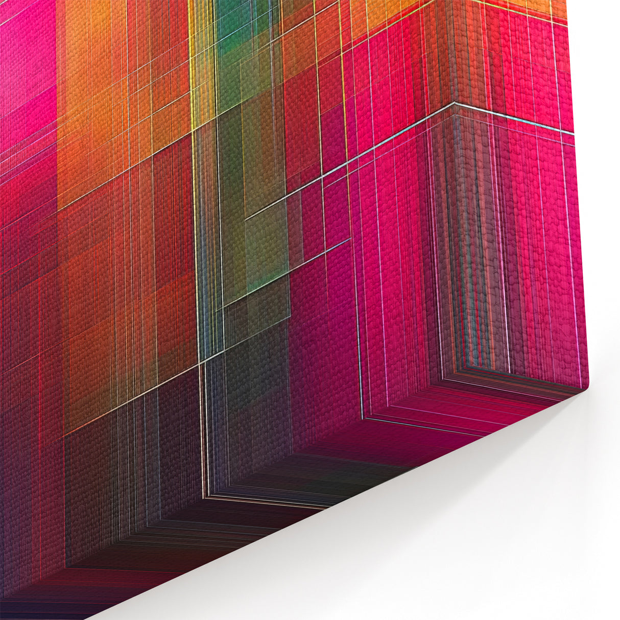 Modern Abstract Canvas Prints – Color Grid Linework Composition
