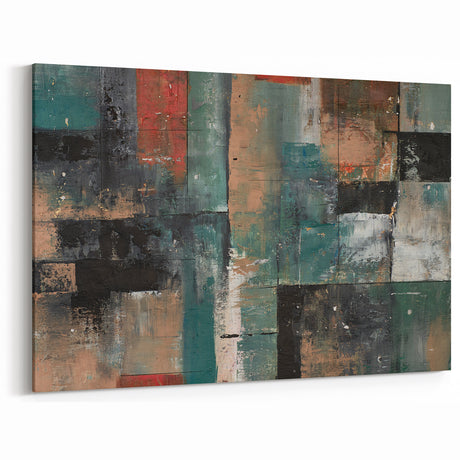 Geometric Abstract Art Prints – Earth-Toned Grid Composition