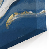 Earthen Harmony Abstracts – Navy Blue and Gold Modern Wall Art