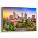 Landscape art painting featuring a vintage poster style on canvas, depicting a colorful, abstract rural scene.