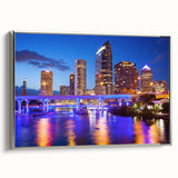 Landscape art painting featuring a vintage poster style with a colorful palette on black background.