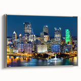 Landscape art painting of a vibrant, colorful forest on a black background, rendered in a vintage poster style on canvas.