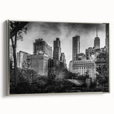 Landscape art painting featuring a vintage poster style with colorful elements on a black background, printed on canvas.