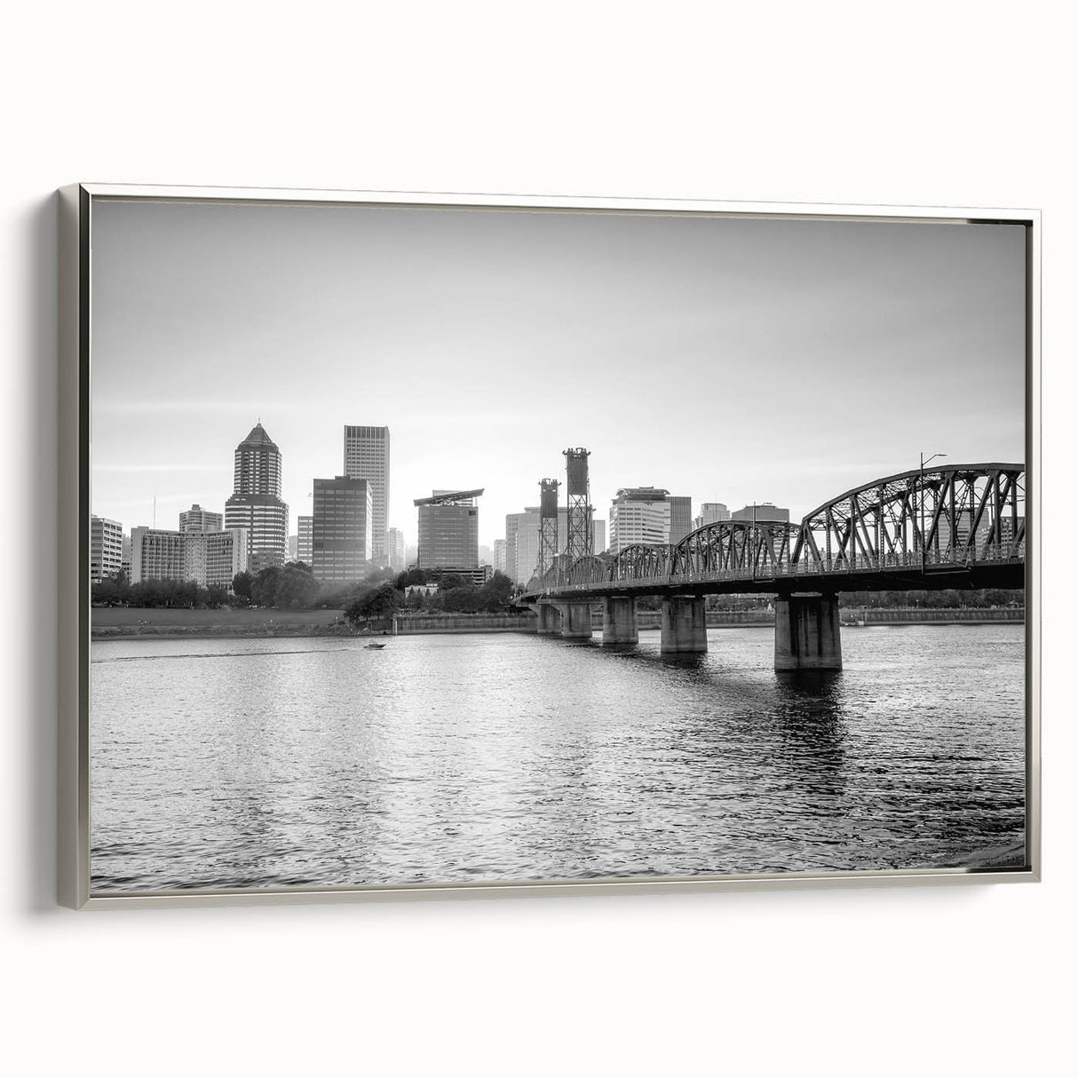 Landscape art painting featuring a vibrant countryside scene on a black framed poster, ideal for living room decor.