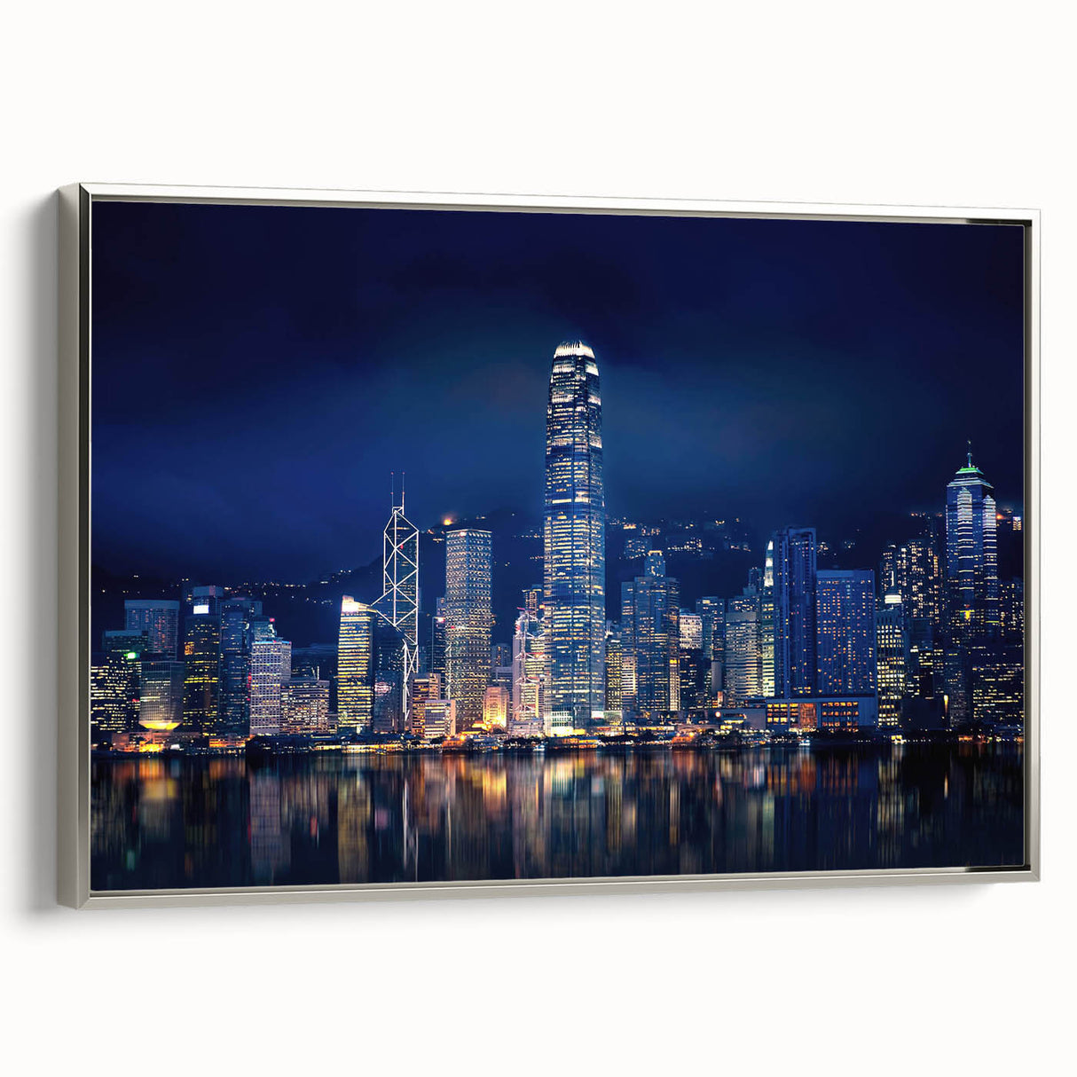 Landscape art painting featuring a colorful abstract cityscape on a black background, ideal for modern living room decor.