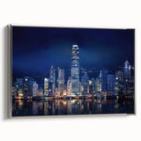 Landscape art painting featuring a colorful abstract cityscape on a black background, ideal for modern living room decor.