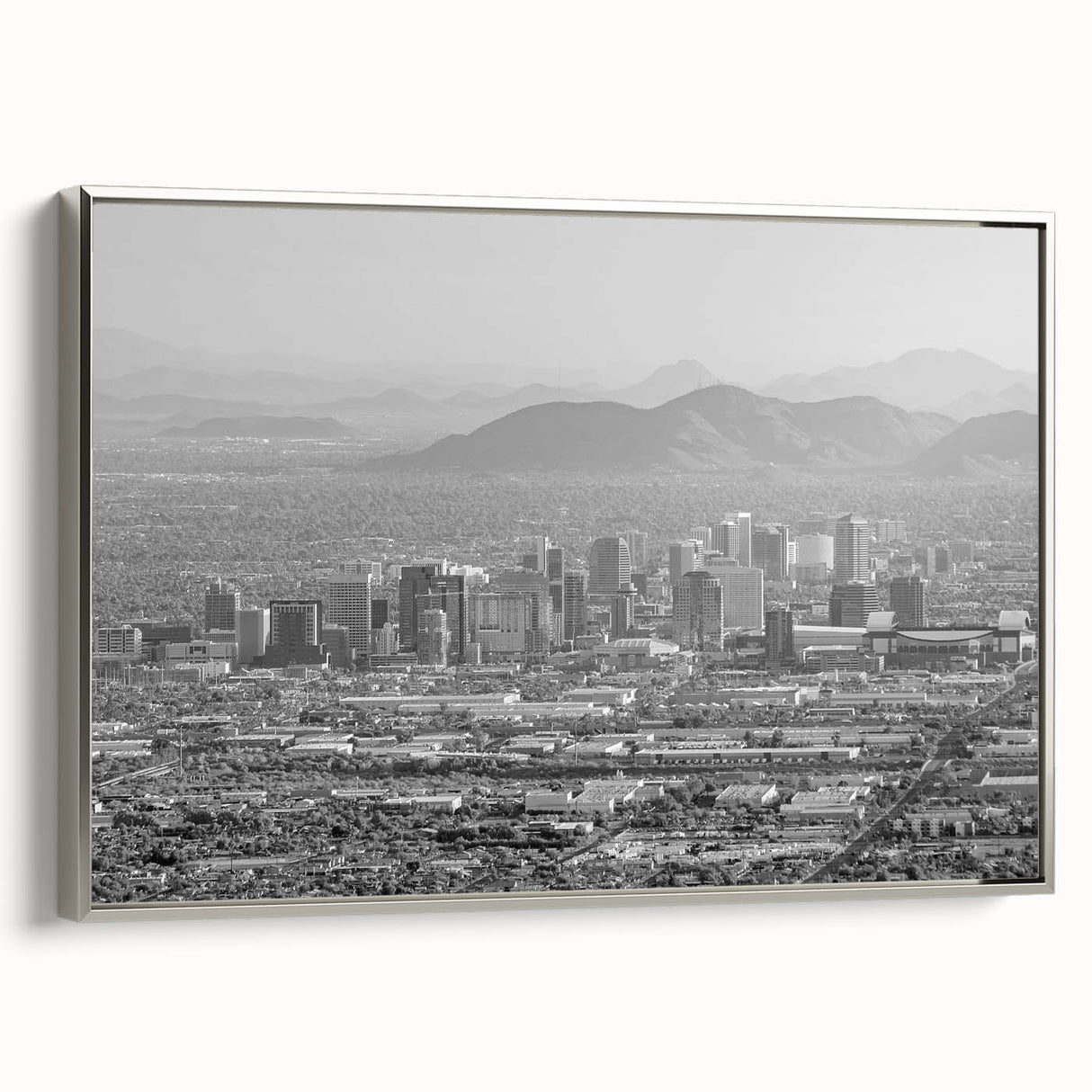 Vintage poster art featuring a colorful landscape painting on a black background, ideal for living room decor.