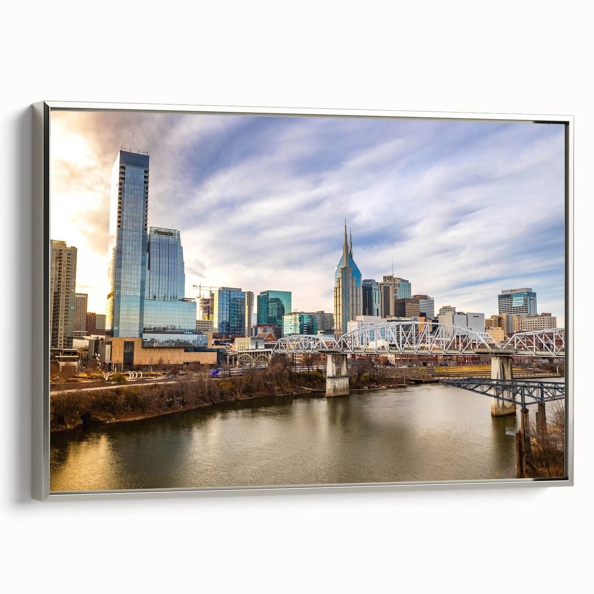 Landscape art painting on canvas depicting a colorful rural scene, ideal for living room decor.