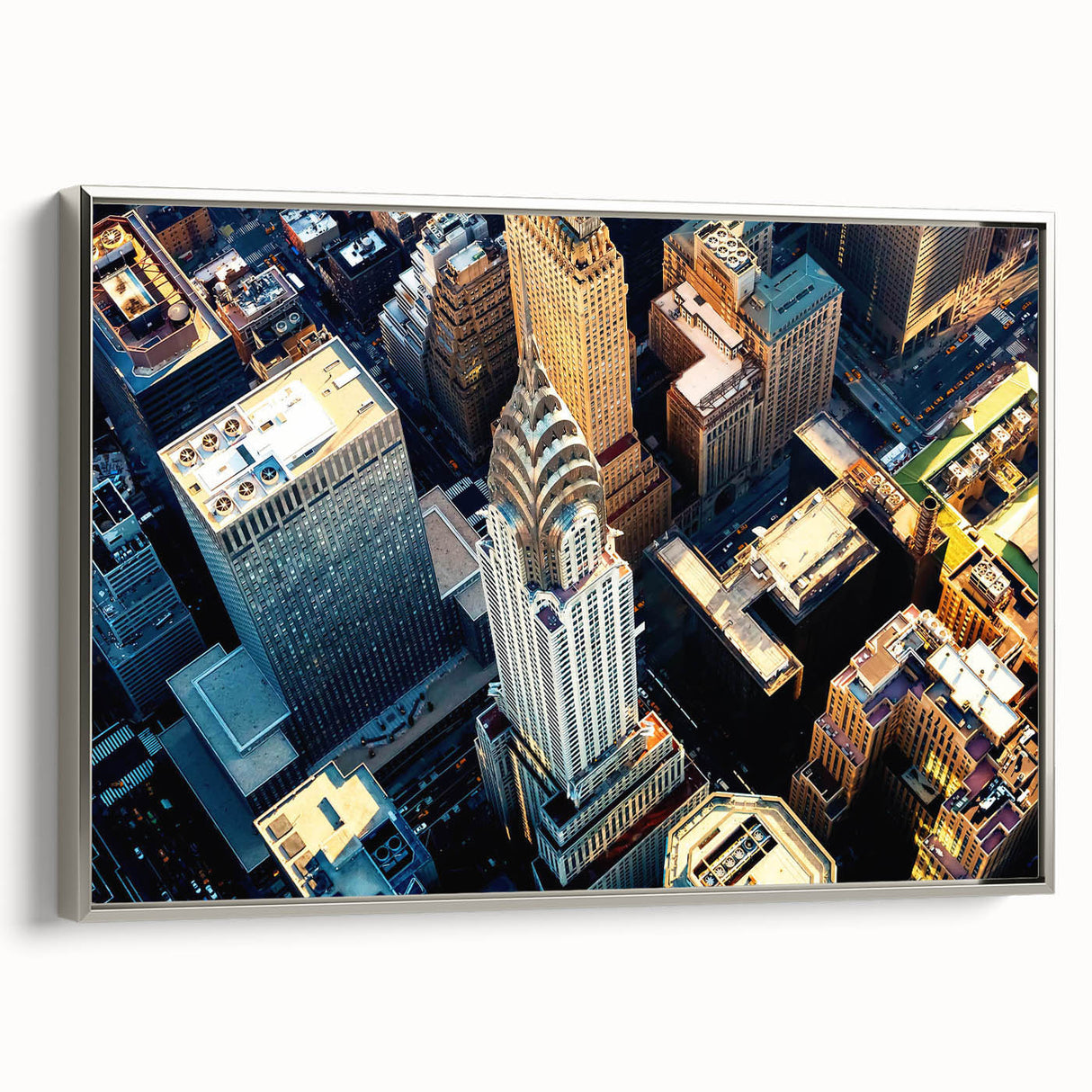 Landscape art painting of a colorful hillside town on a black vintage poster, ideal for living room decor.