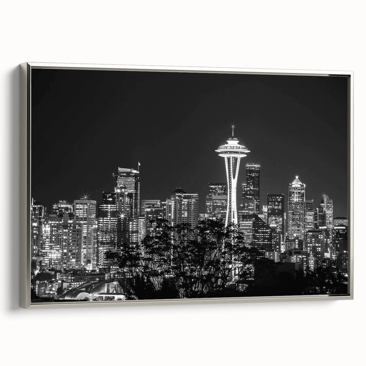 Landscape art painting featuring a vintage poster style, with vibrant colors on a black background.